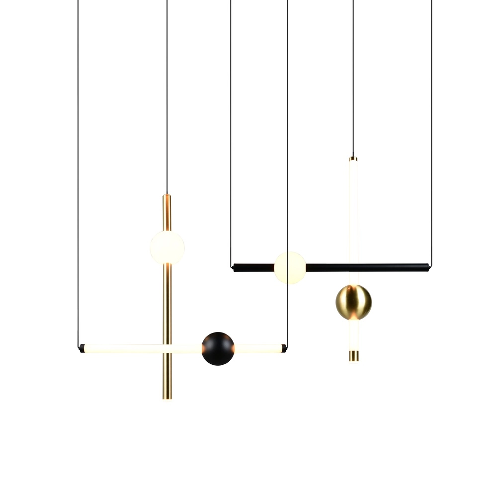 Moderne Pendelleuchte Melita schwarz mit gold Trio 4017807661910