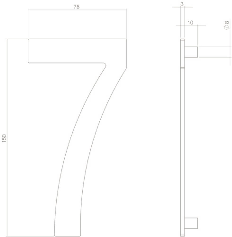 Hausnummer 7 Numbra 15cm Edelstahl getrommelt Intersteel 8714186697245