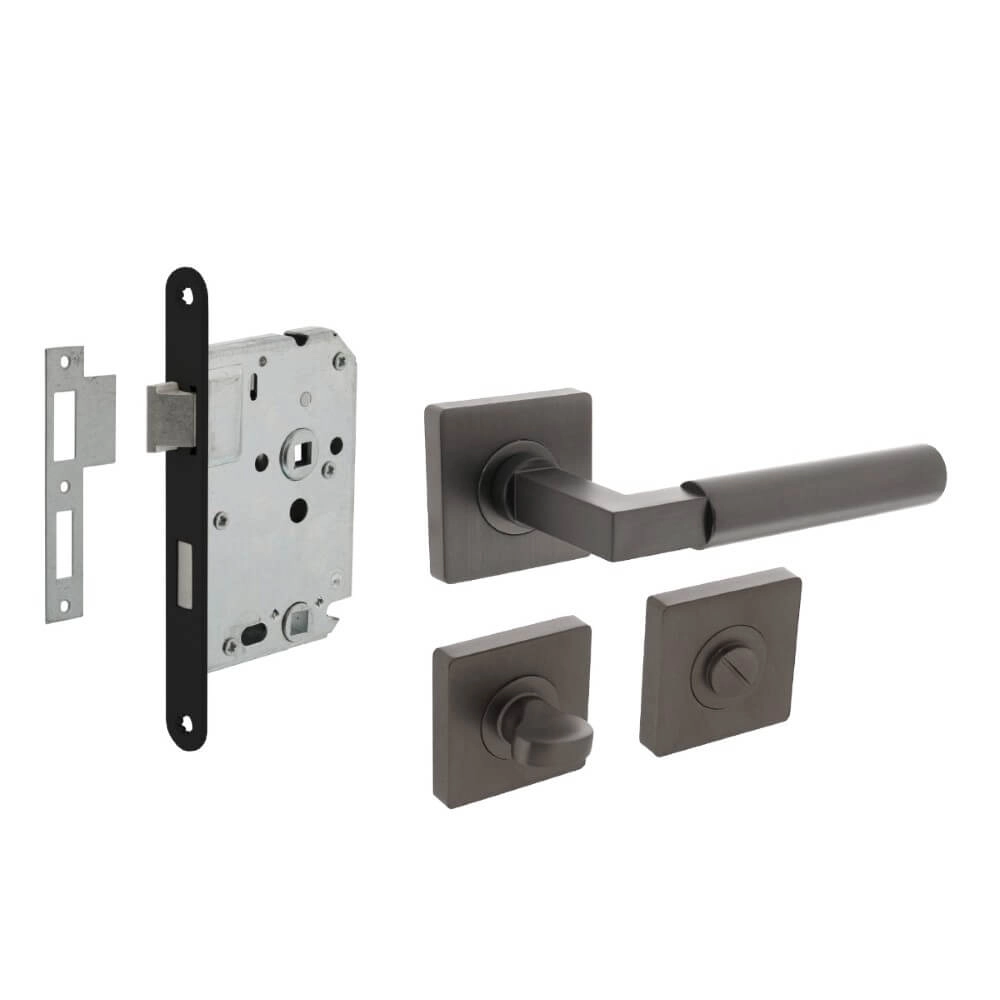 Komplettes Türdrücker-Set Bau-Stil anthrazitfarbene Toilette Intersteel 8714186634929