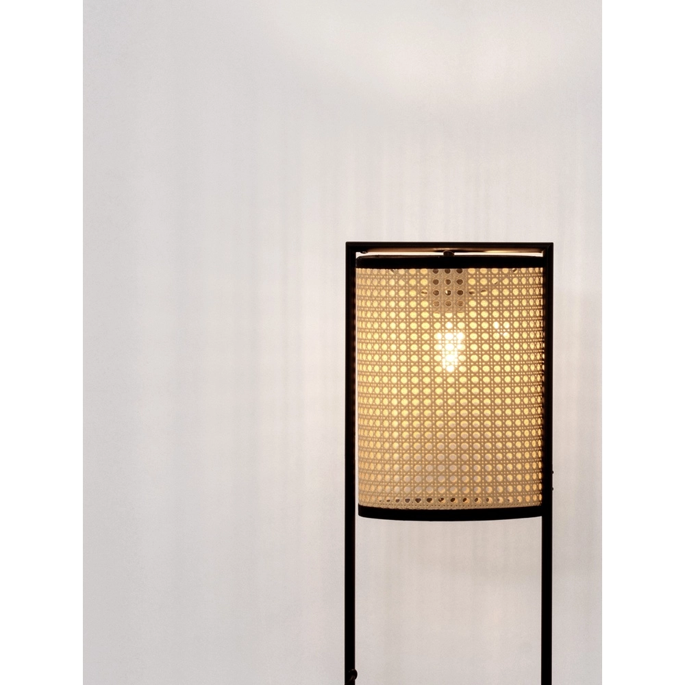 Tischlampe Erto Schwarz und Rattan Lyora 5212017455833