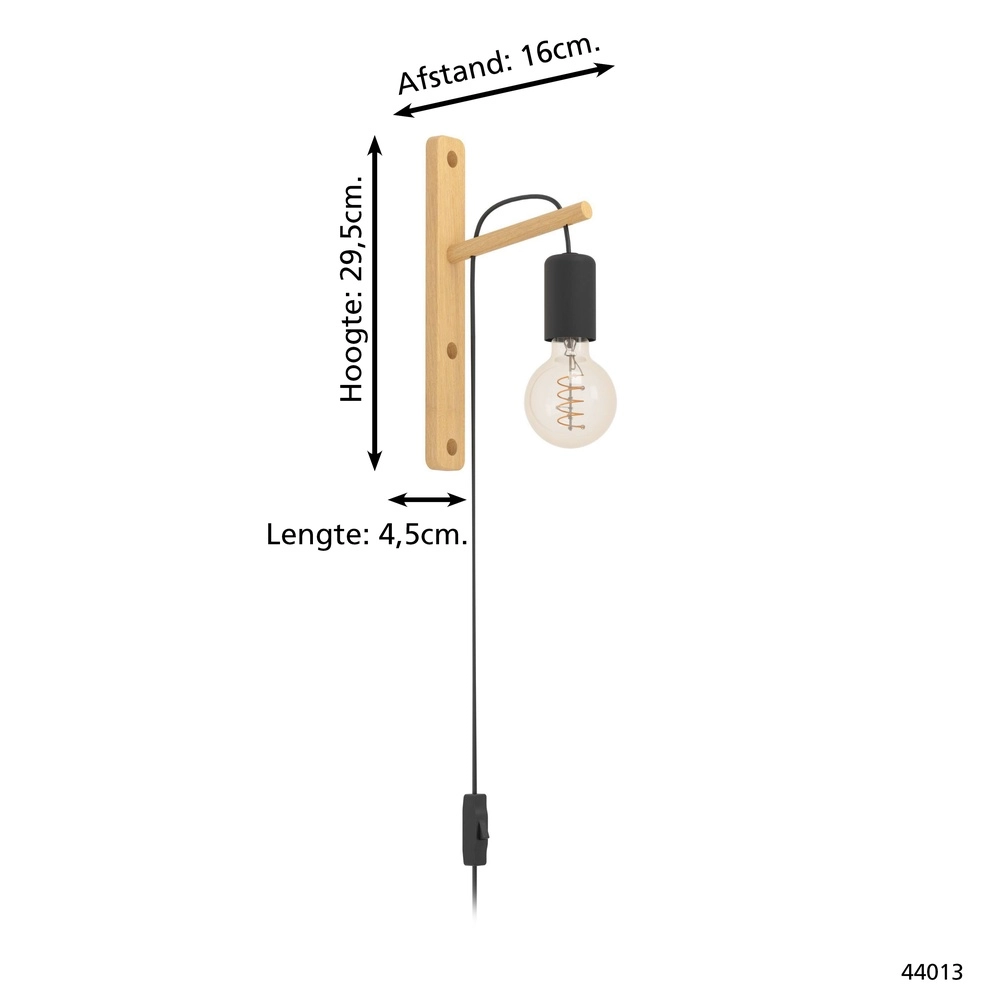 Holzwandlampe Pockley mit Schalter Eglo 9002759440138
