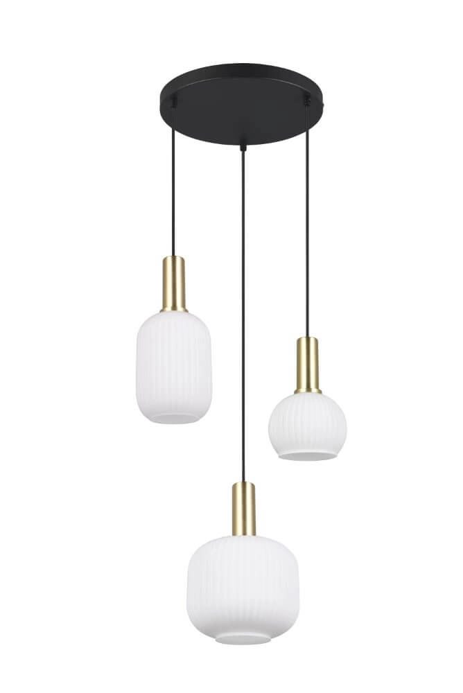 Hängelampe für das Esszimmer Diva 3-flammig – weißes Glas Trio 4017807614503