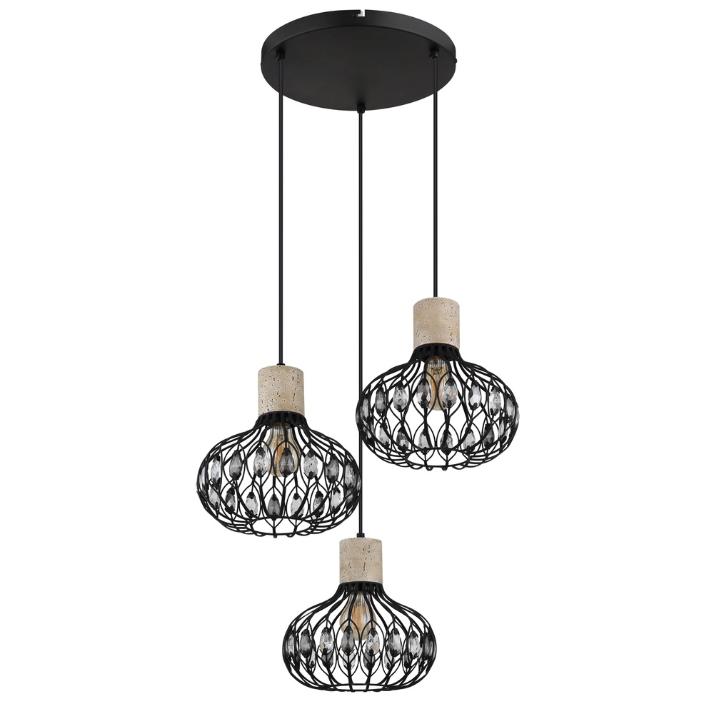 3-Licht Pendellampe Dorthy Country Black Globo 9007371569069