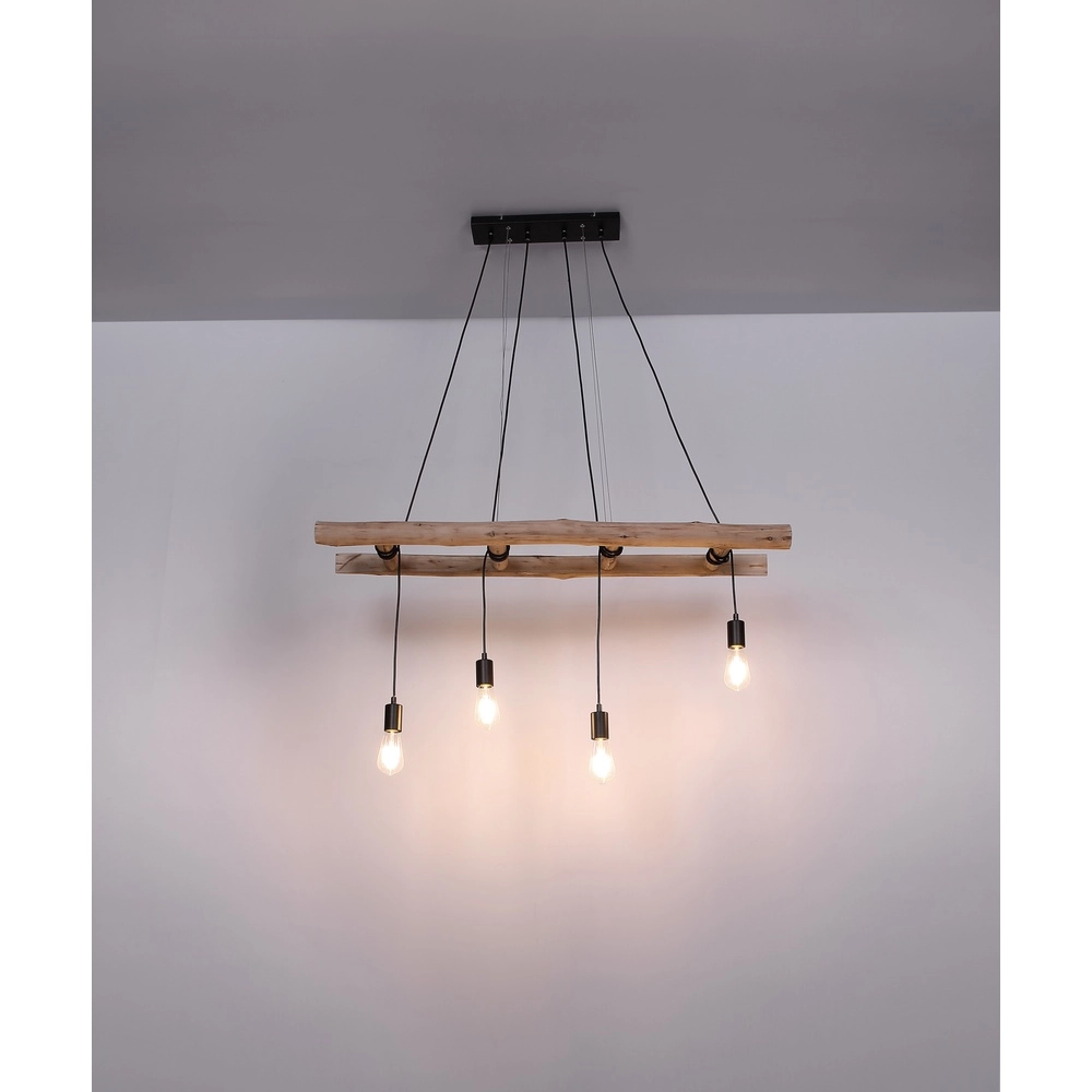 4-Licht Pendellampe Irmgard Holz 190 cm Globo 9007371398577