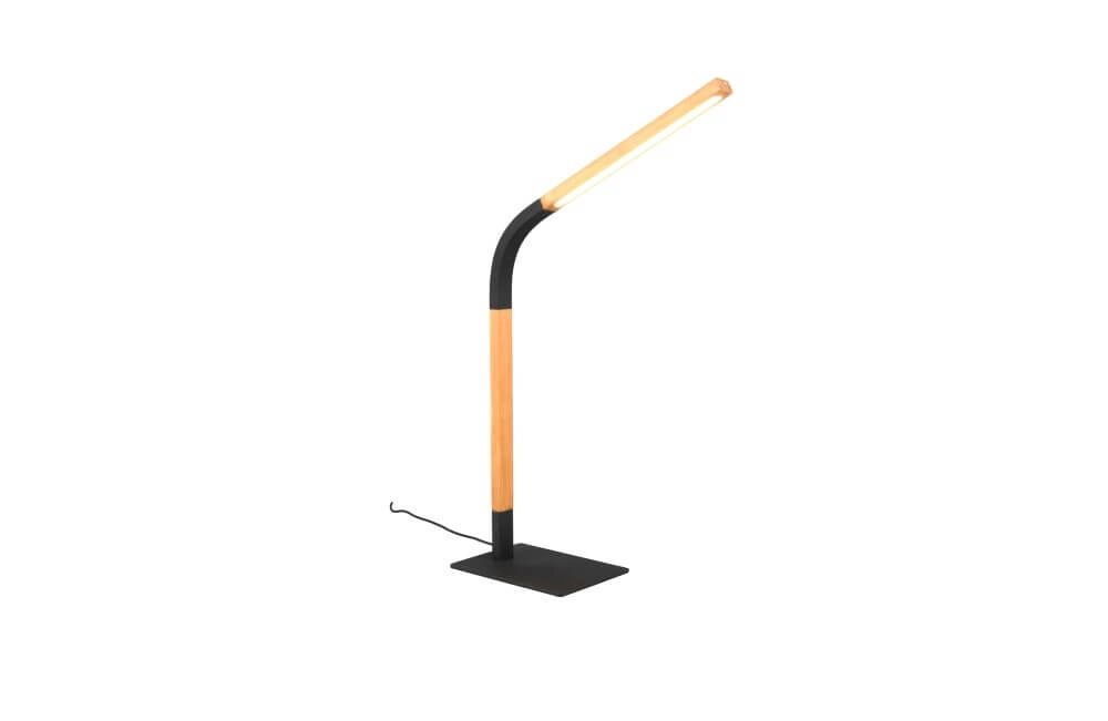 Flexible Tischleuchte Norris schwarz mit Holz Trio 4017807599992