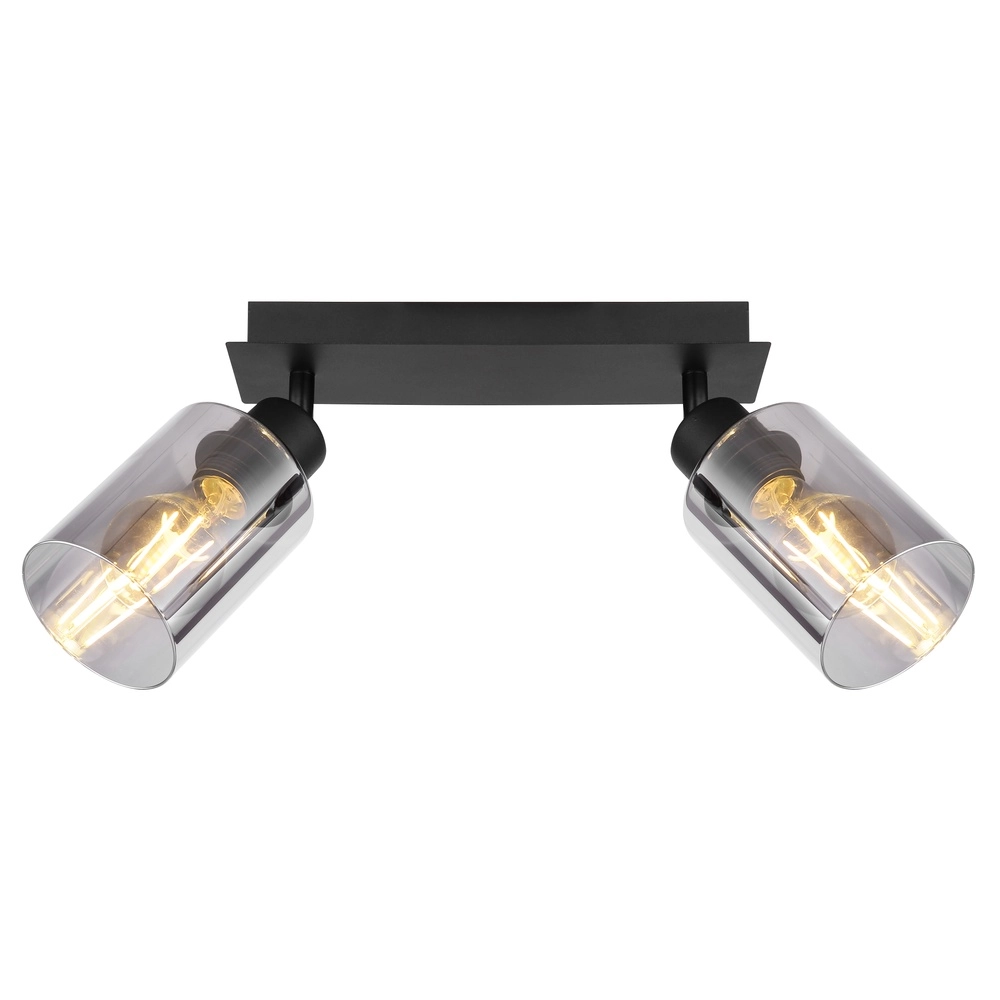 Deckenlampe Hadera 2-Licht Schwarz mit Rauchglas Globo 9007371440214