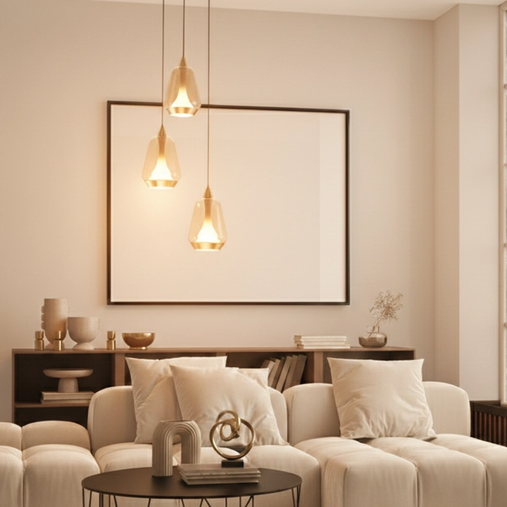 Design-Pendelleuchte Alish 3-flammiges Braunglas