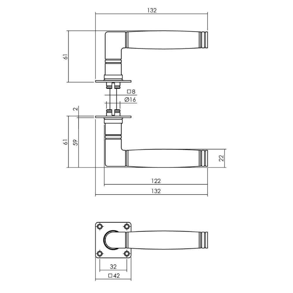 Türklinke Ton 212 quadratischer Edelstahl Intersteel 8714186557037