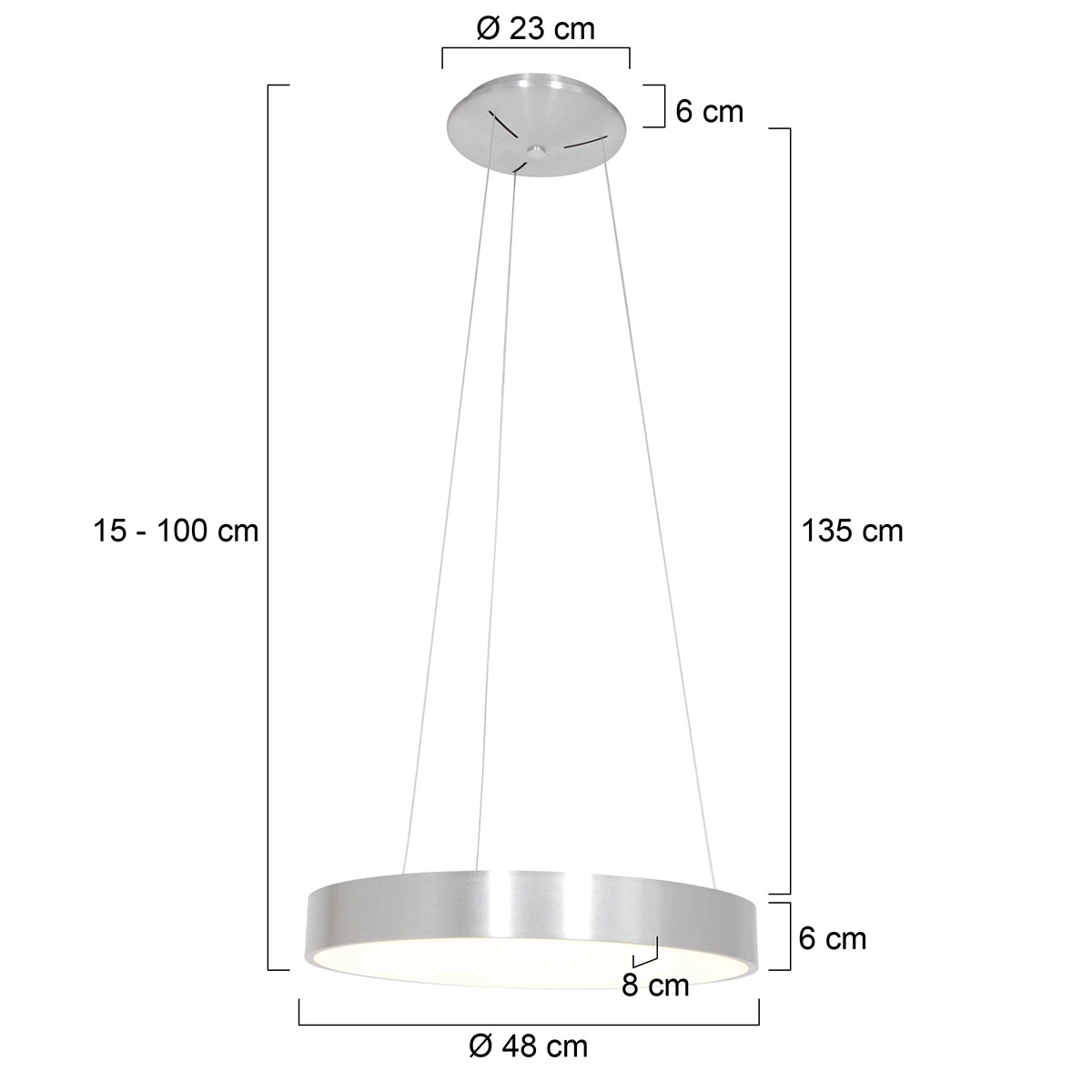 LED-Hängelampe Ringlede Ø 48cm Metallgrau Steinhauer 8712746135213