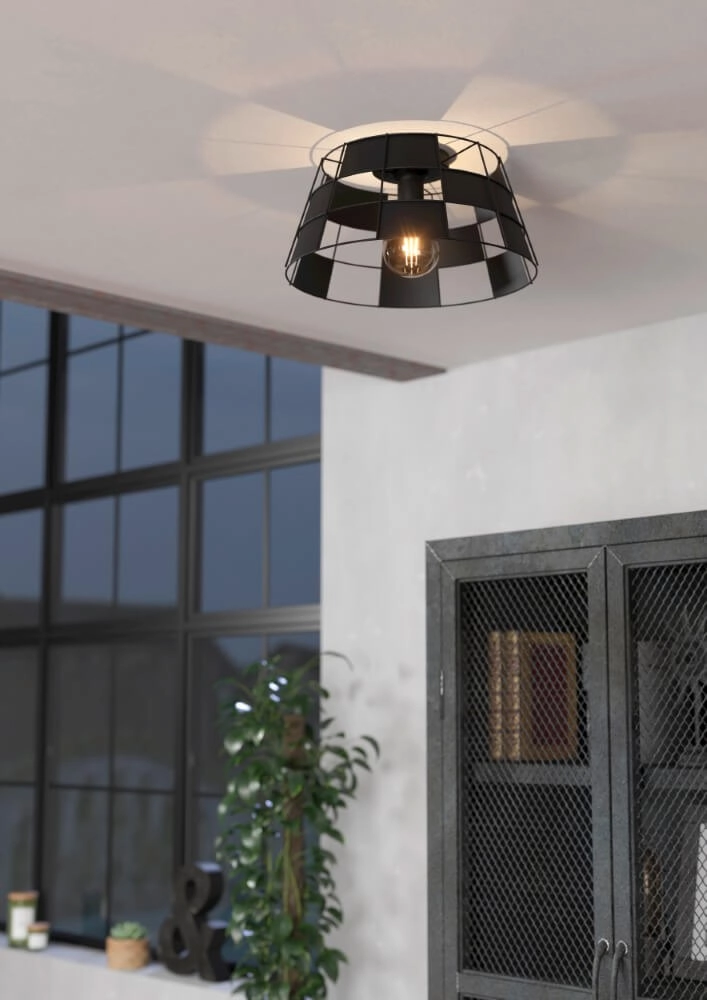 Schwarze Deckenlampe Pontefract Ø 42cm Eglo 9002759438913