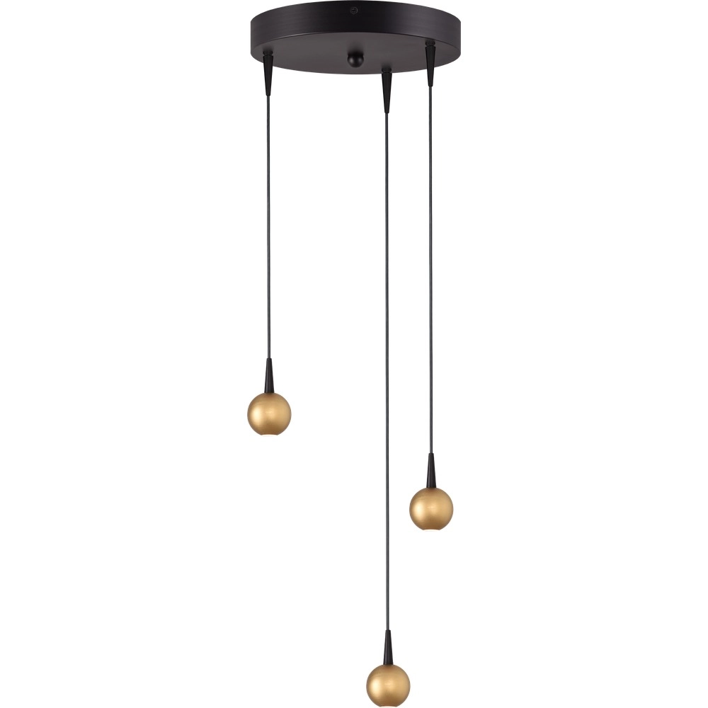 3-Licht Pendellampe Talana schwarz mit goldenem Ø 17 cm DTW
