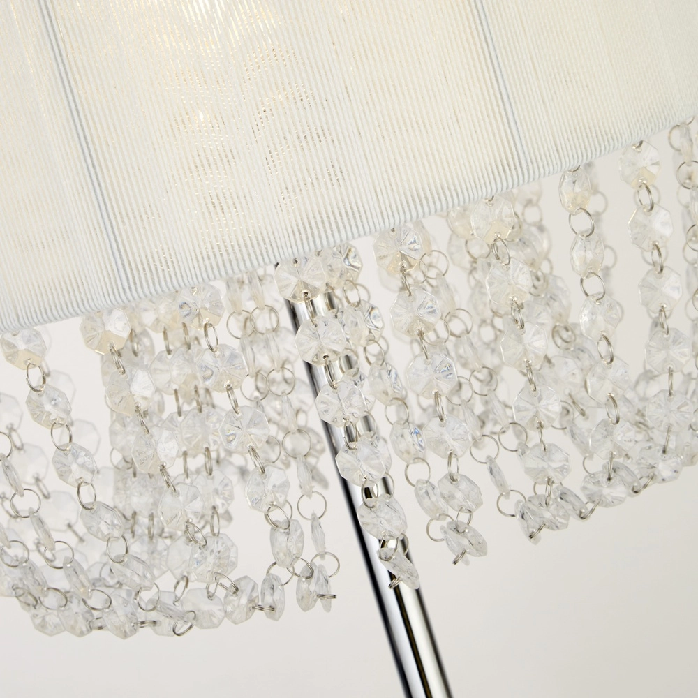 Stehlampe Bellano Chrom mit Weiß Searchlight 5053423308364