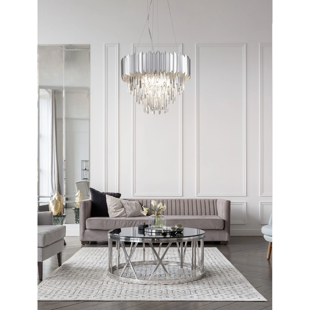 Pendelleuchte Magnolia Chrom und Kristall Ø 50cm Lyora 5212017434951
