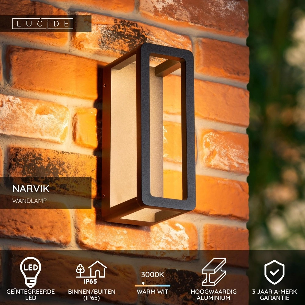 Einzigartige Wandlampe Narvik Schwarz Lucide 5411212152022