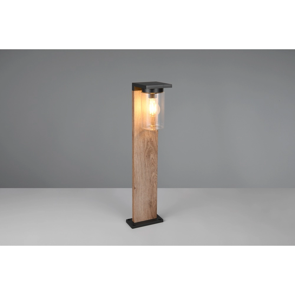 Gartenleuchte Ardila schwarz mit Holz 65cm Trio 4017807603446