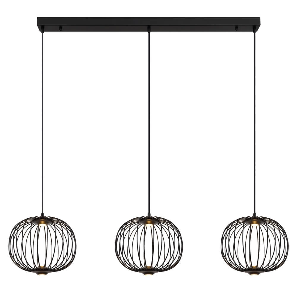 Schwarze Pendelleuchte Galway 3-Licht-Käfig Globo 9007371462339