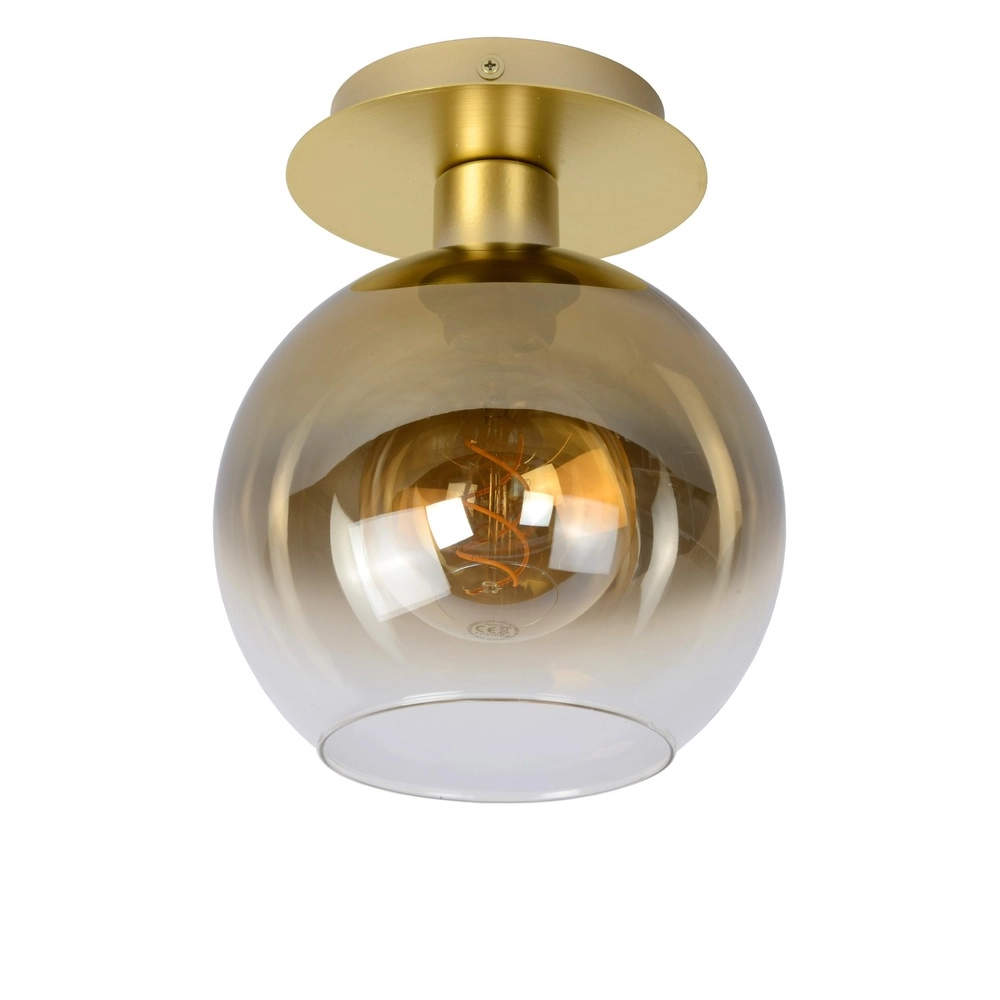 Deckenlampe Marius Gold mit bernsteinfarbenem Glas
