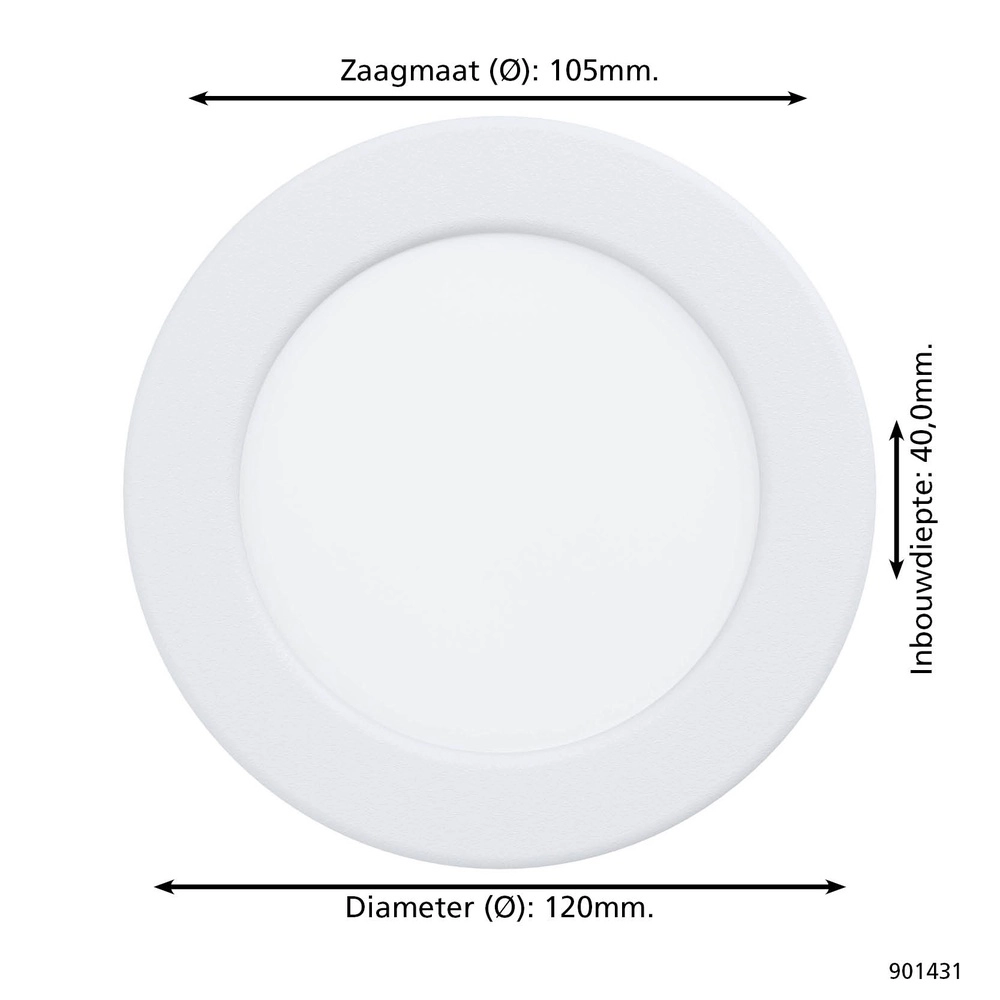 IP44-Einbaulampe Fueva 6-Z Zigbee – weiß – Ø 12 cm Eglo 9008606331000