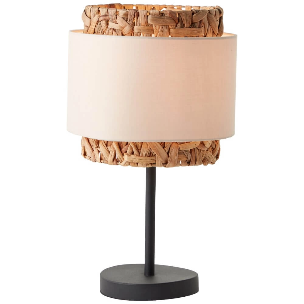 Tischlampe Waterlilly Rattan mit weißem Stoff