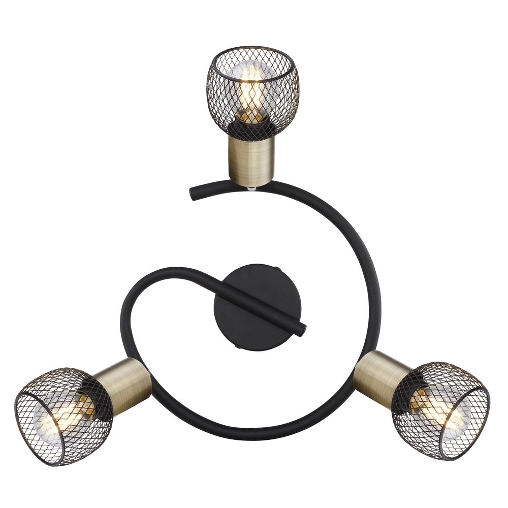 Deckenlampe Fiastra 3-Licht Schwarz mit Mesh Globo 9007371427116