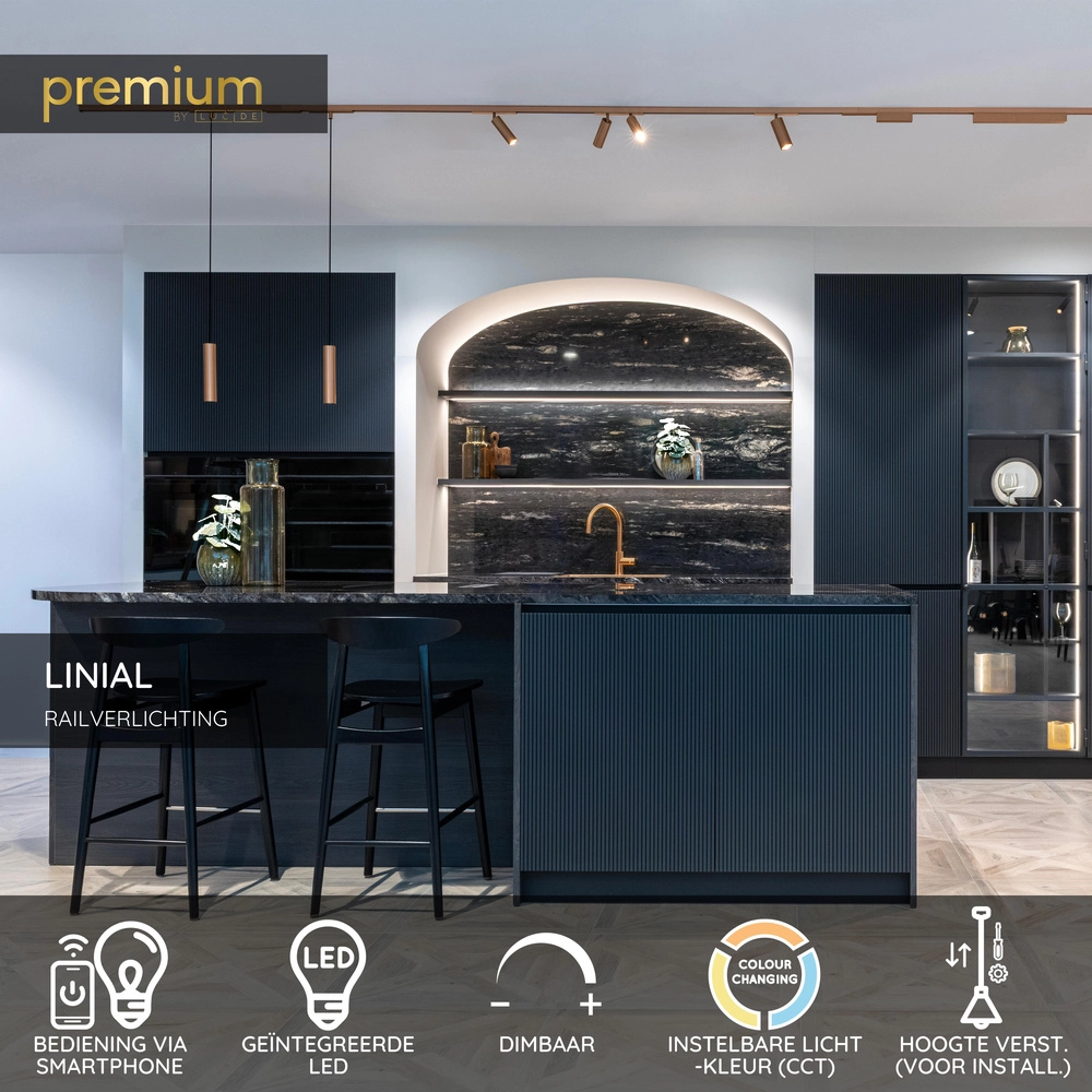 Einphasige Pendelleuchte für Schienen Linial Luxus Champagner Premium by Lucide 5411212552334