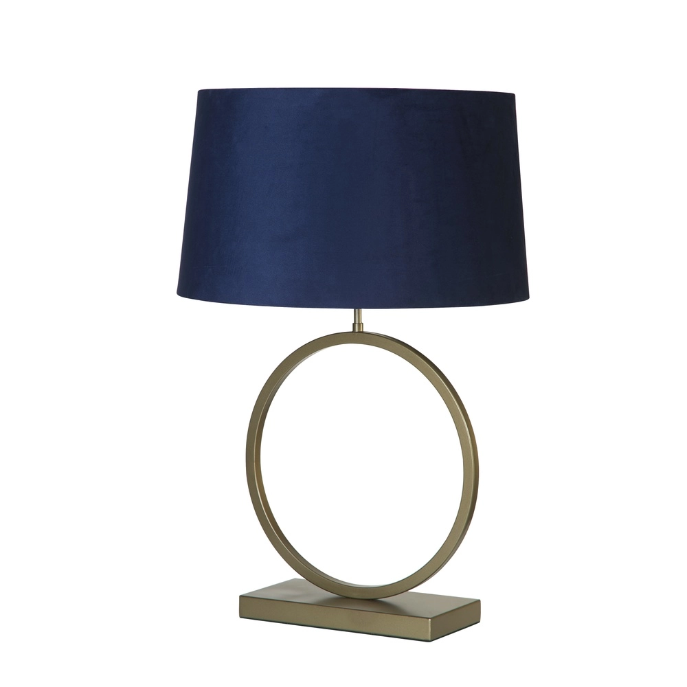 Tischlampe Elegant Bronze mit blauer Kappe