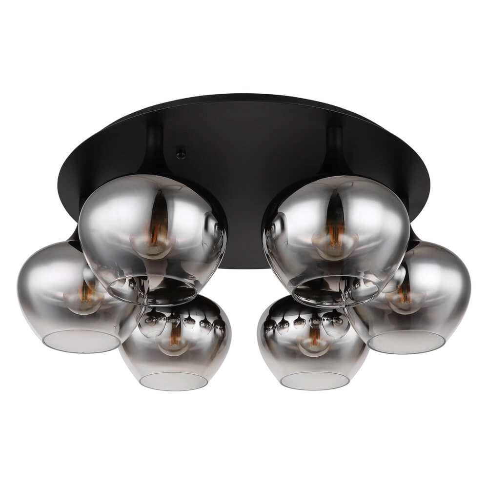 Schwarze Deckenleuchte Maxy 6-flammig Ø 65cm Globo 9007371435395