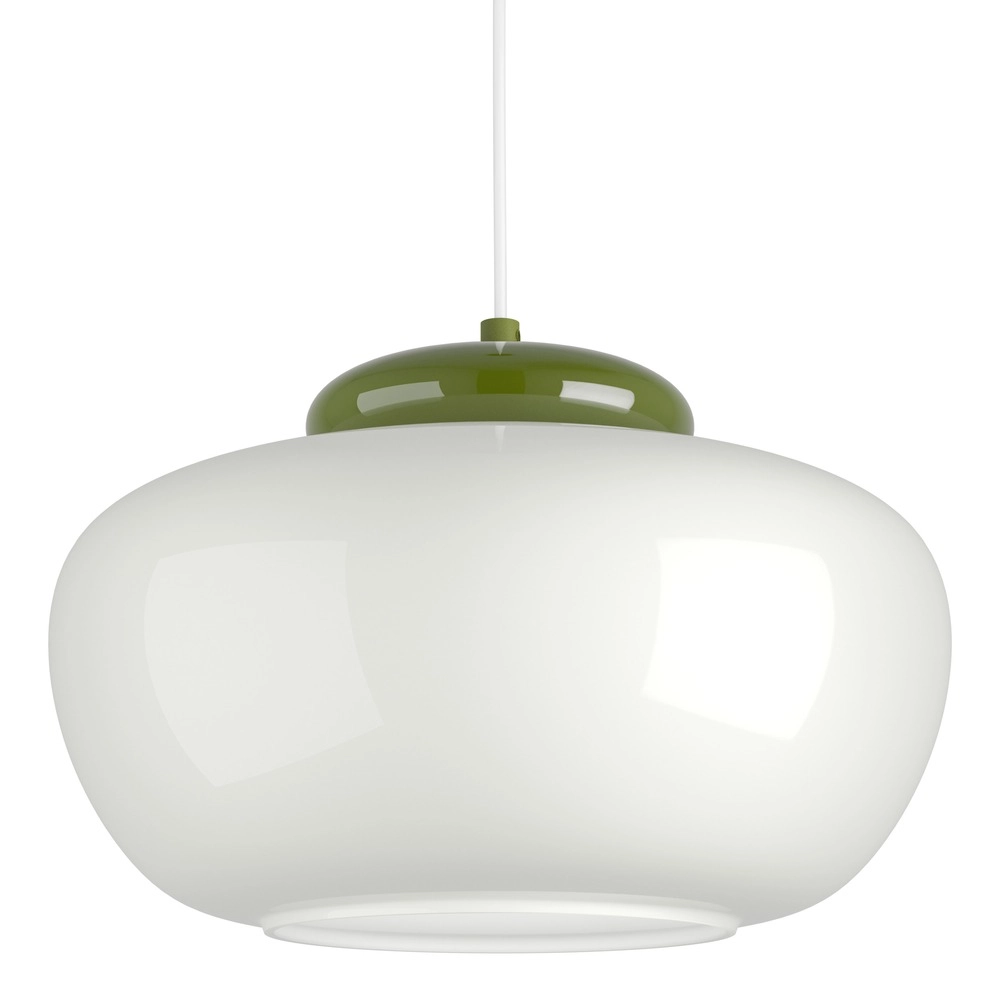 Design-Pendellampe Berardelli weiß mit grünem Ø 30 cm