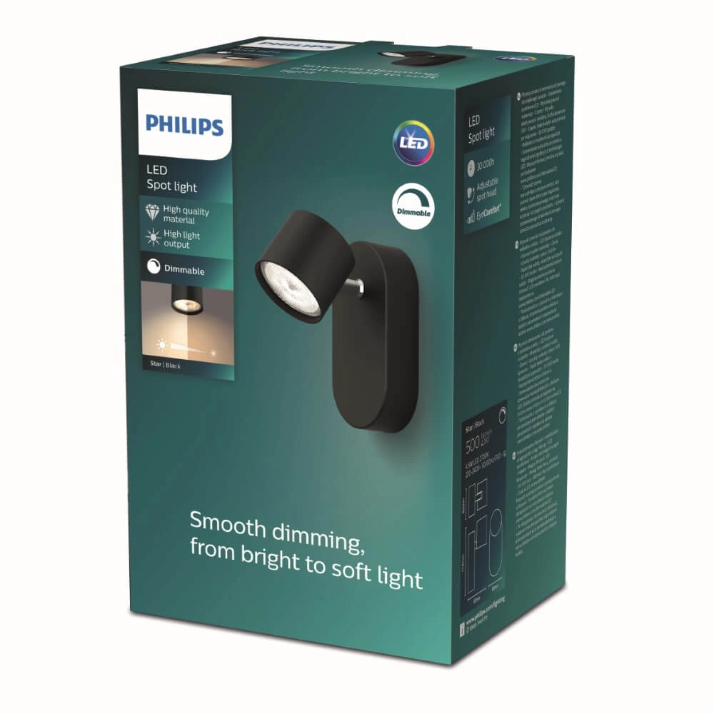 Schwarzer LED-Wandstrahler Star Philips 8719514435377