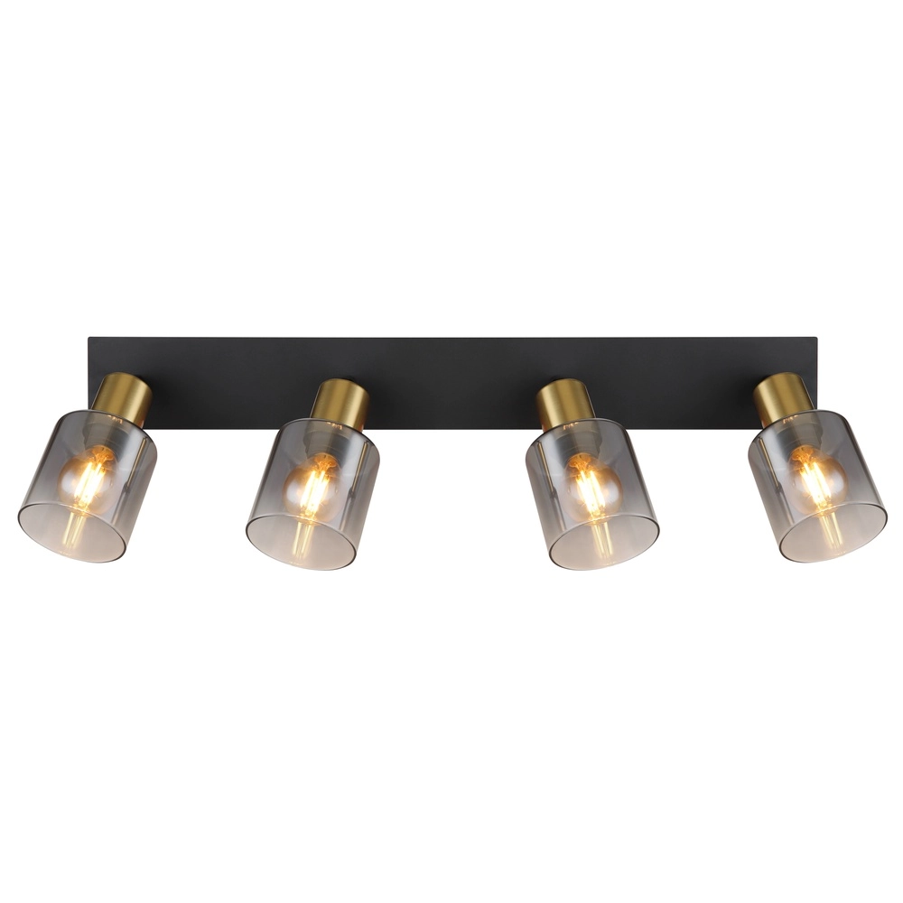 4-Licht Deckenlampe Hollsy Schwarz mit Rauchglas Globo 9007371451852