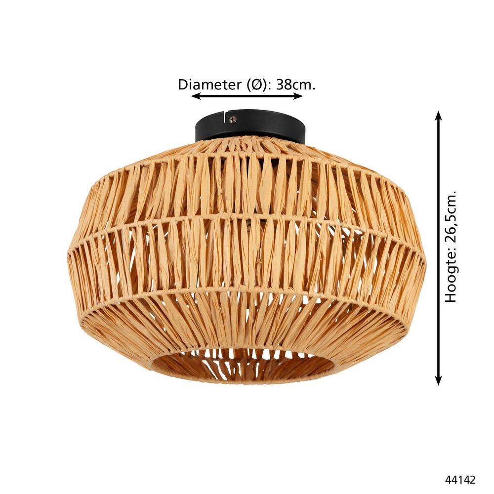 Deckenleuchte aus Rattan Sheldon Ø 38cm Eglo 9008606359776