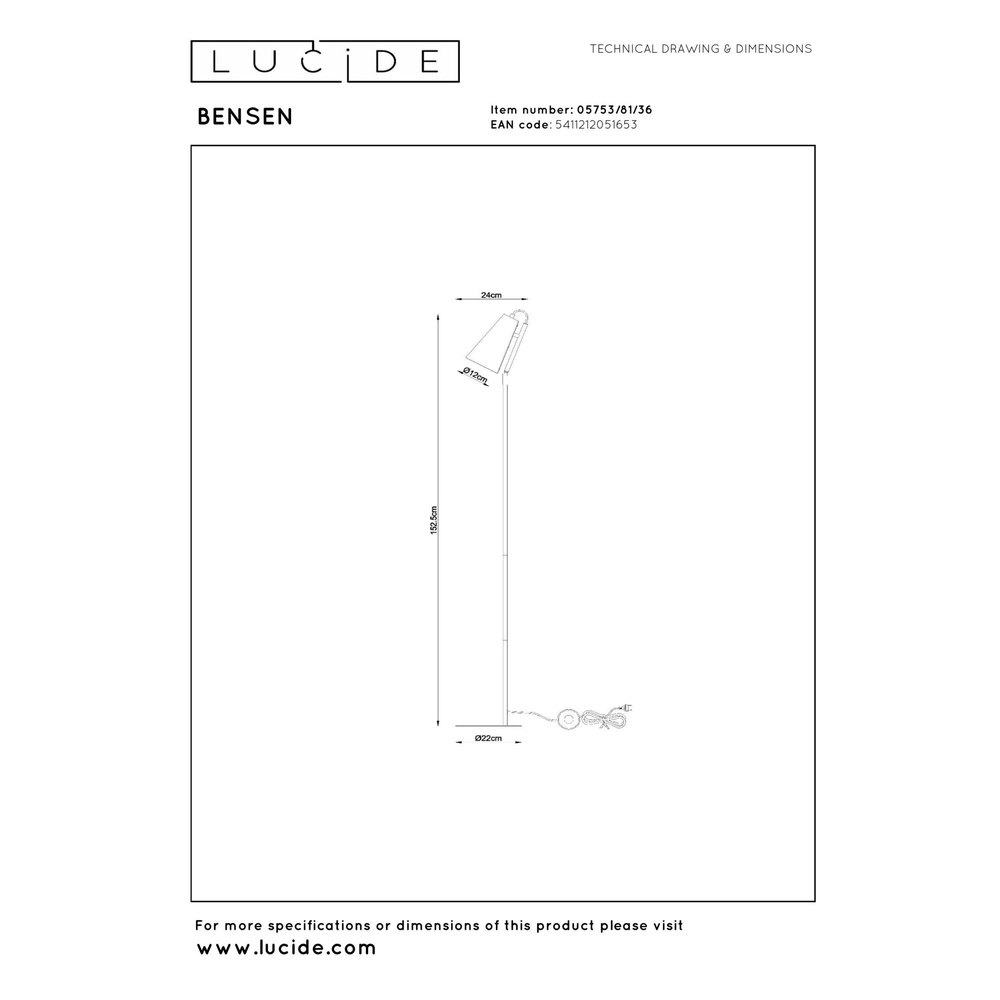 Einzigartige Stehlampe Bensen Grau Lucide 5411212051653