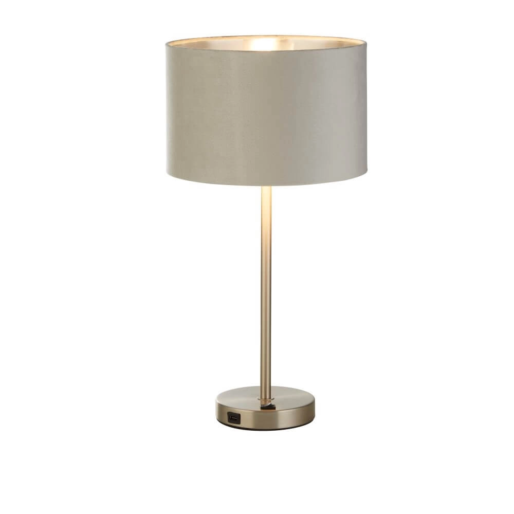 Tischlampe Finn Gold mit Grau Searchlight 5053423257211