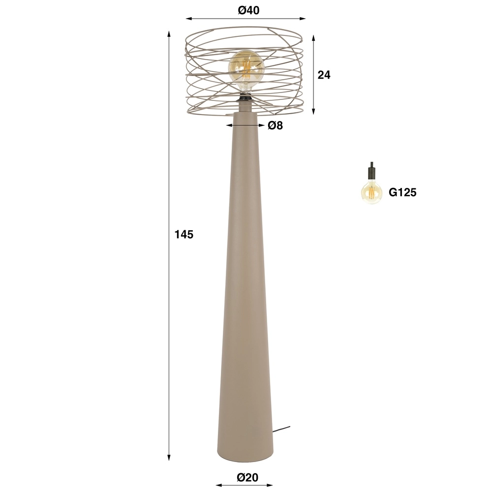 Sand-Bodenlampe Curl mit Drahtkappe Lyora 8716803512528