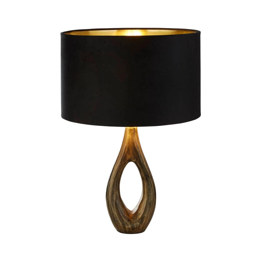 Goldene Tischlampe Bucklow mit schwarzer Kapuze Searchlight 5053423257297