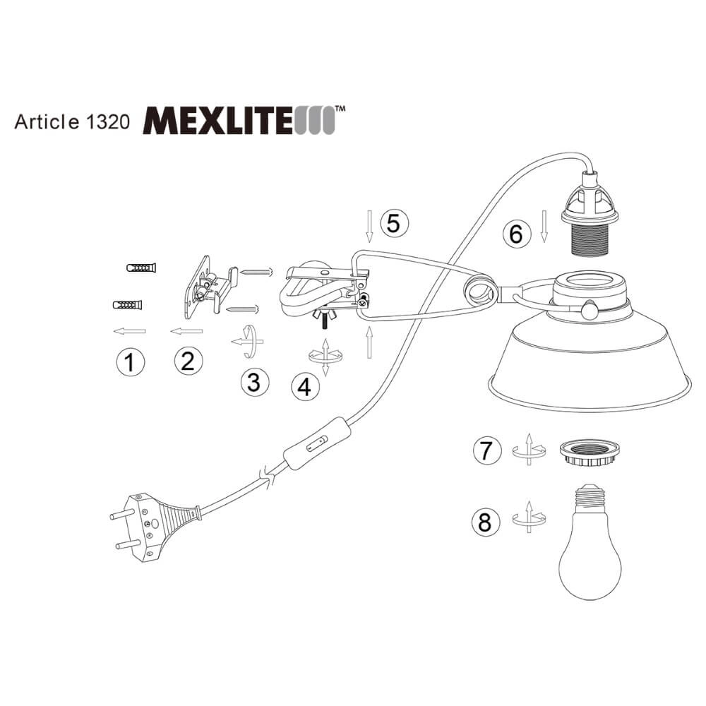 Wandleuchte Mexlite schwarz mit gold Steinhauer 8712746114720