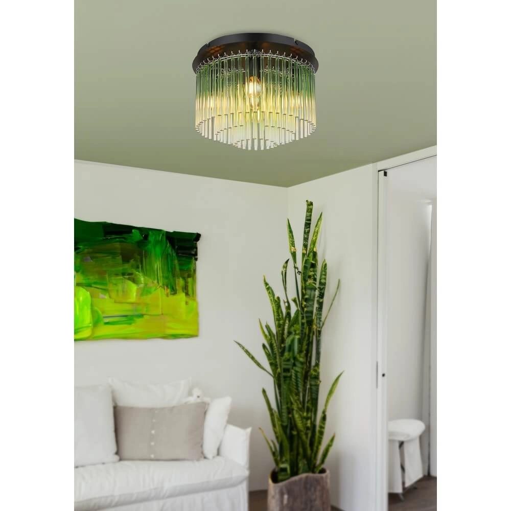 Schwarze Deckenleuchte Gorley mit Glas Ø 32cm Globo 9007371448951