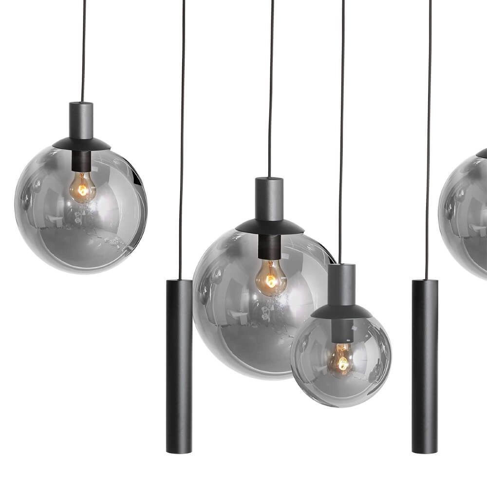 Esstisch-Hängelampe Bollique schwarz mit Rauchglas Steinhauer 8712746172973