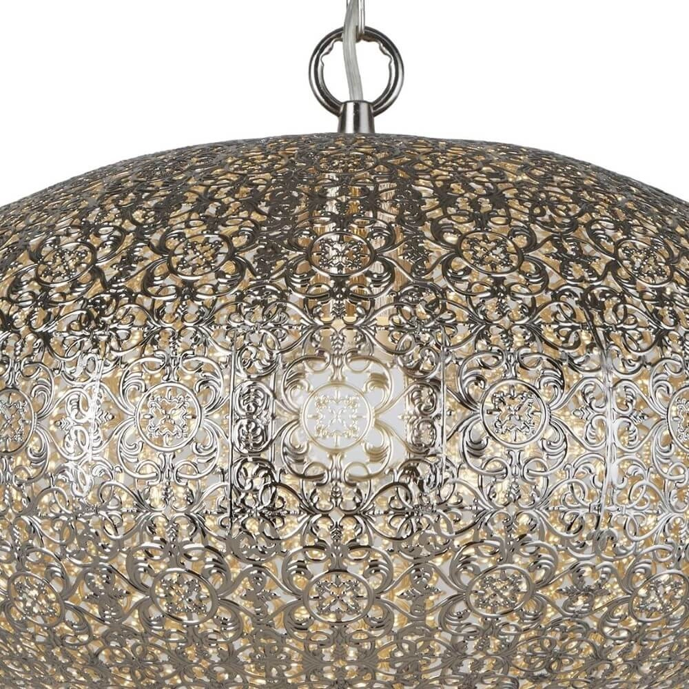 Hängelampe im marokkanischen Stil Fretwork Edelstahl Searchlight 5053423096001