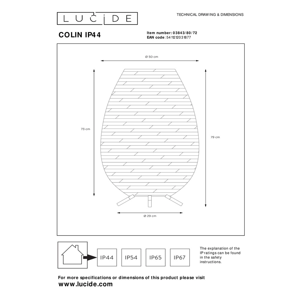 Tischlampe Colin Ip44 Wiederaufladbares Rattan Lucide 5411212031877
