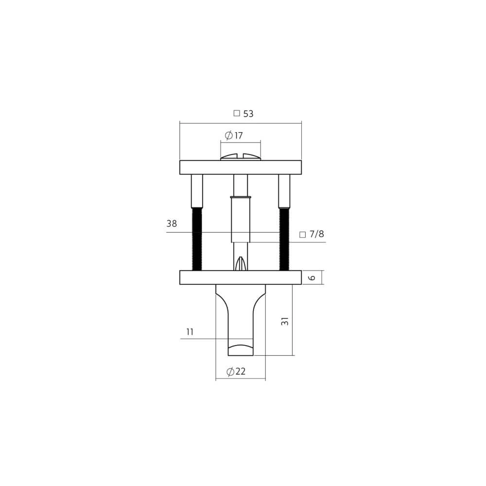 Verschluss der Toilette Tira quadratische Bronze 53x53mm Intersteel 8714186695937