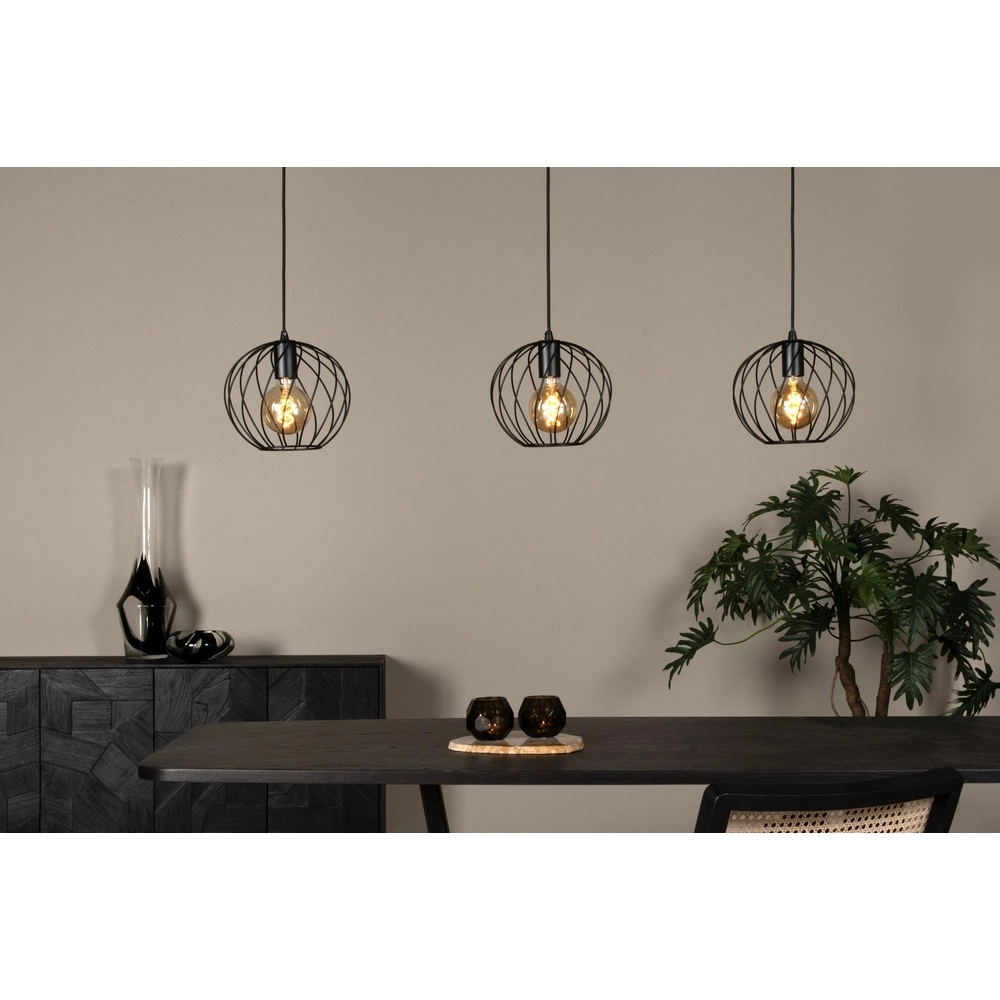 3-Licht Pendellampe Danza Schwarz Lucide 5411212211552