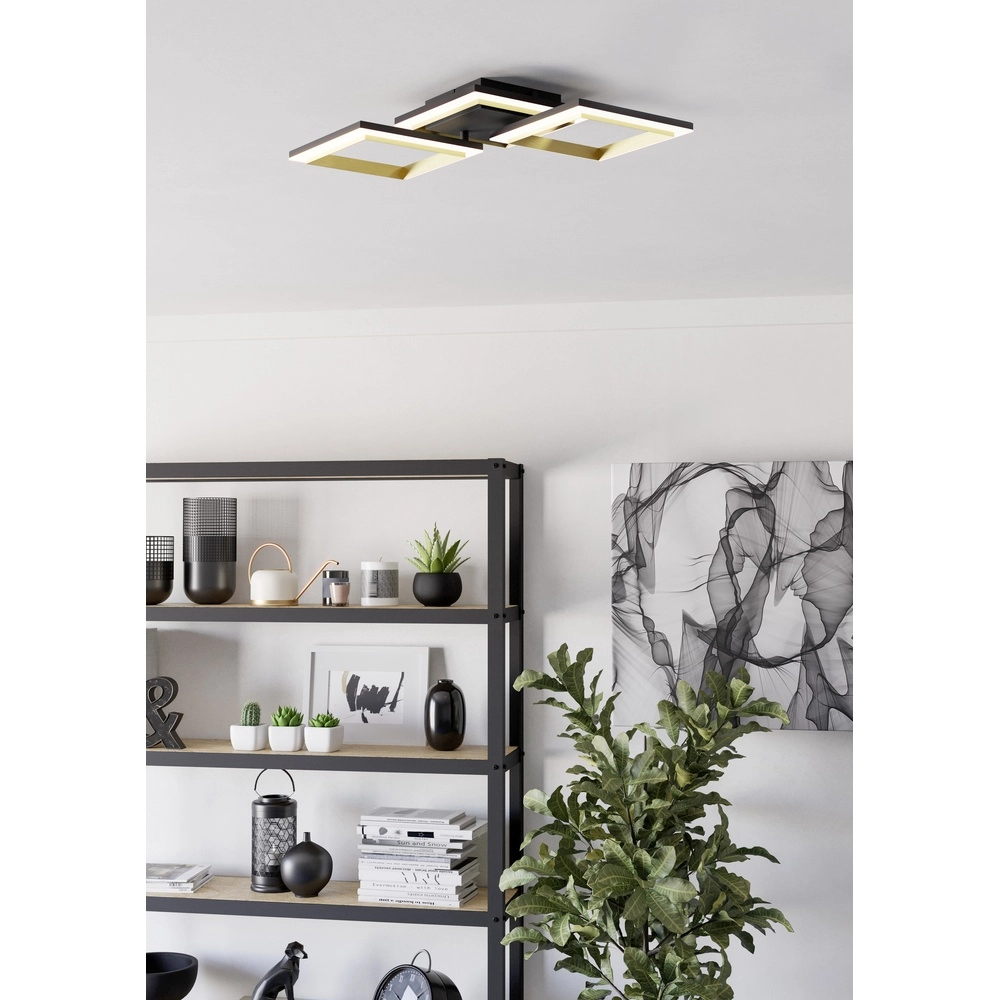 LED-Deckenlampe Calliera Quadrat – Schwarz mit Gold Eglo 9008606316144