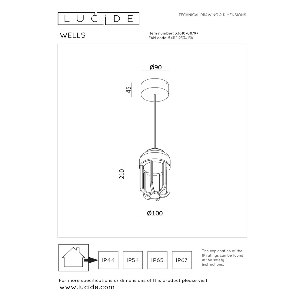 Pendellampe Wells Rostbraun Lucide 5411212334138