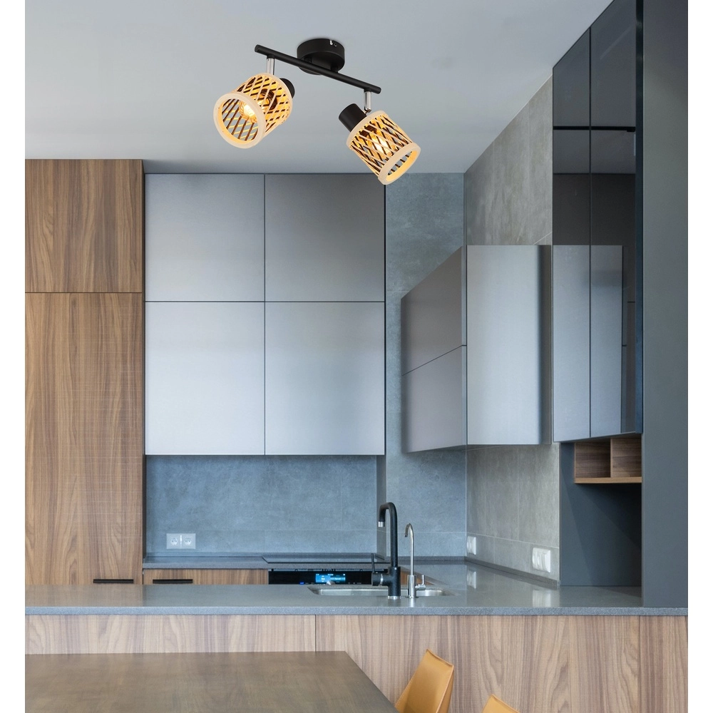 Wandlampe Mali 2-Licht-Schwarz mit Kappen Globo 9007371531714
