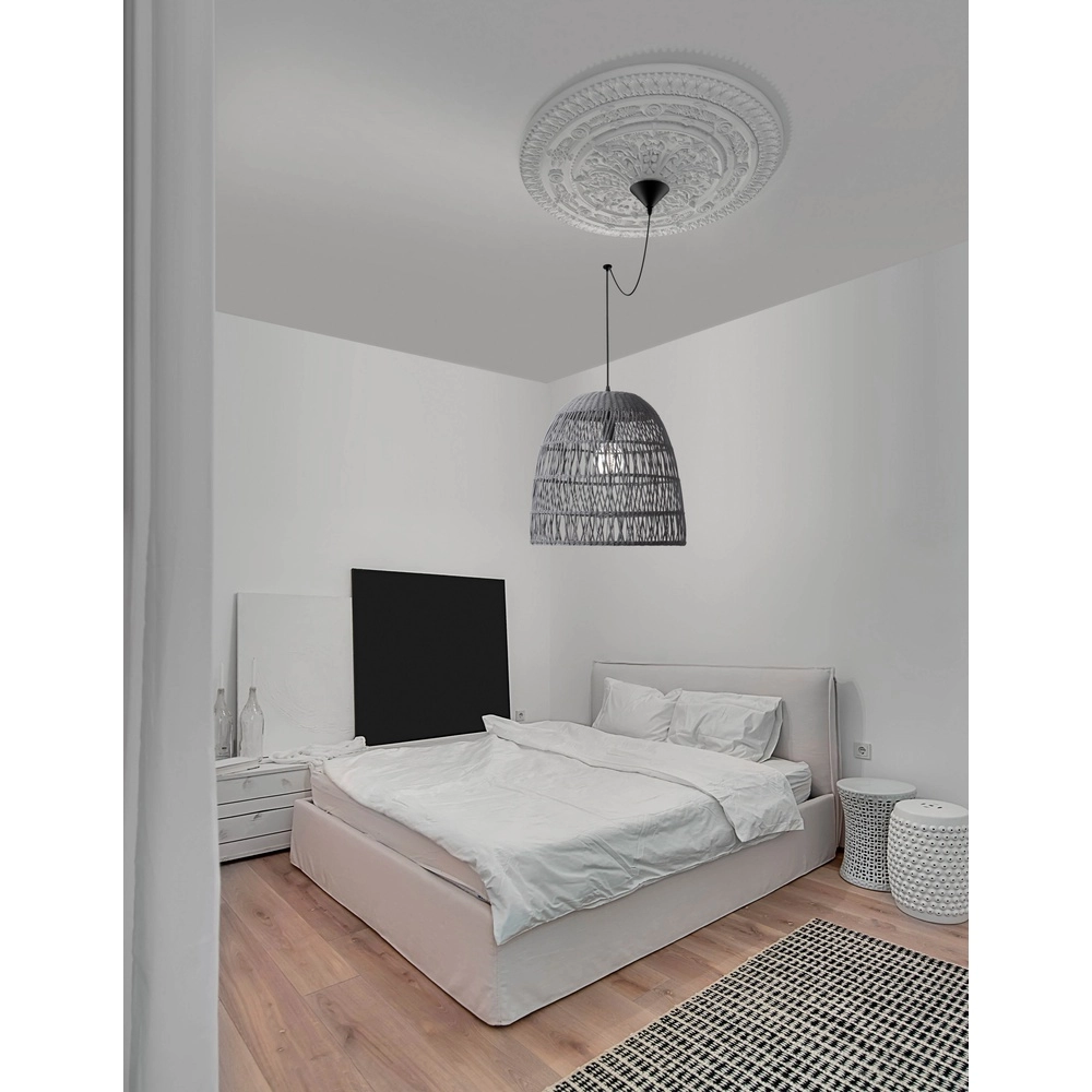 Graue Pendelleuchte Destin Rattan Ø 46,5cm Lyora 5212017416667