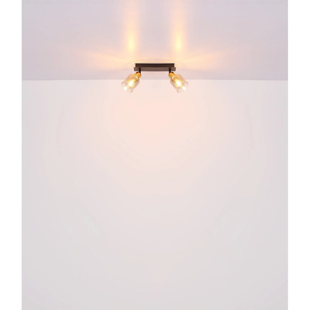 2-Licht Deckenlampe Hollsy Schwarz mit Rauchglas Globo 9007371445851