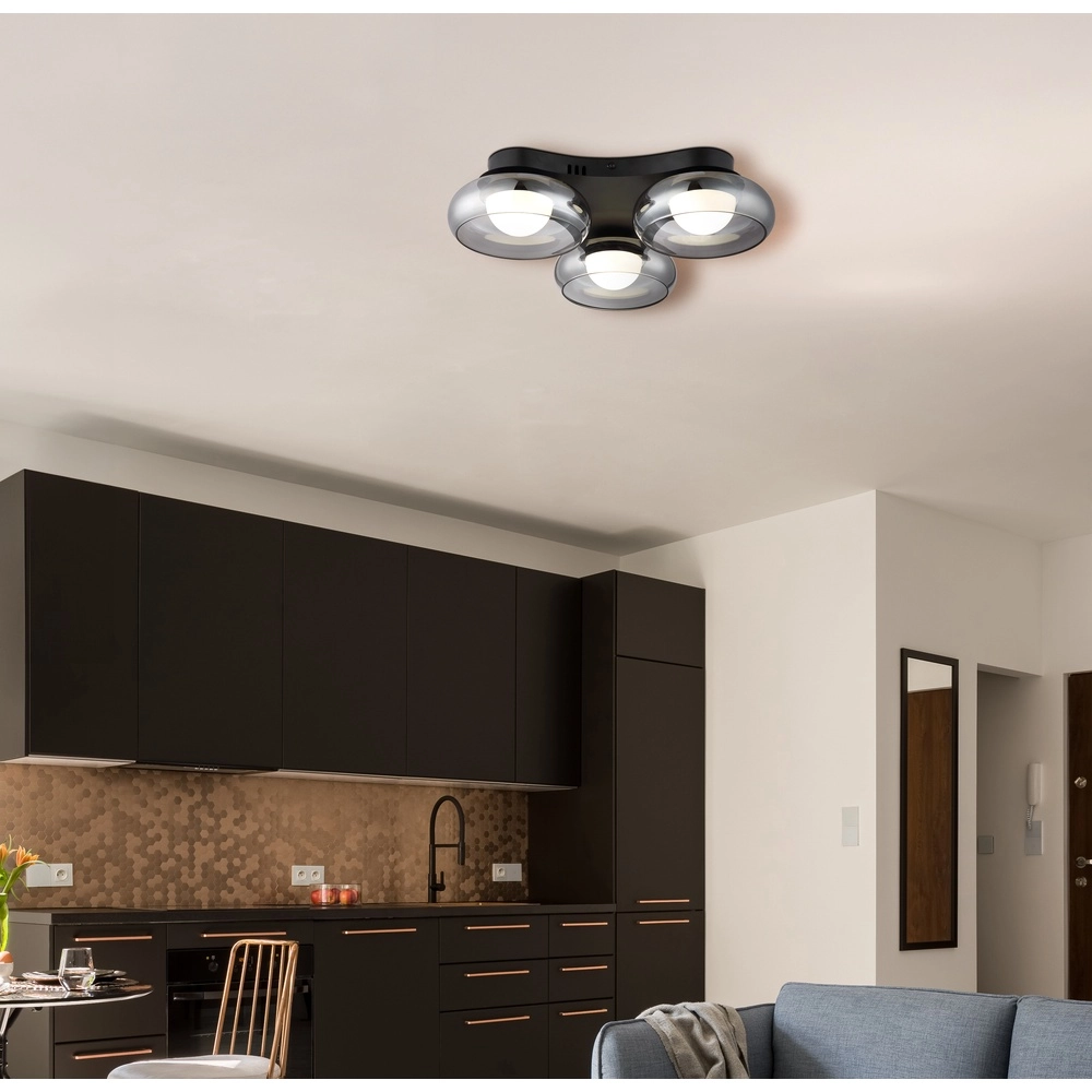 Design-Deckenlampe Carlene 3-Licht Schwarz Globo 9007371572175
