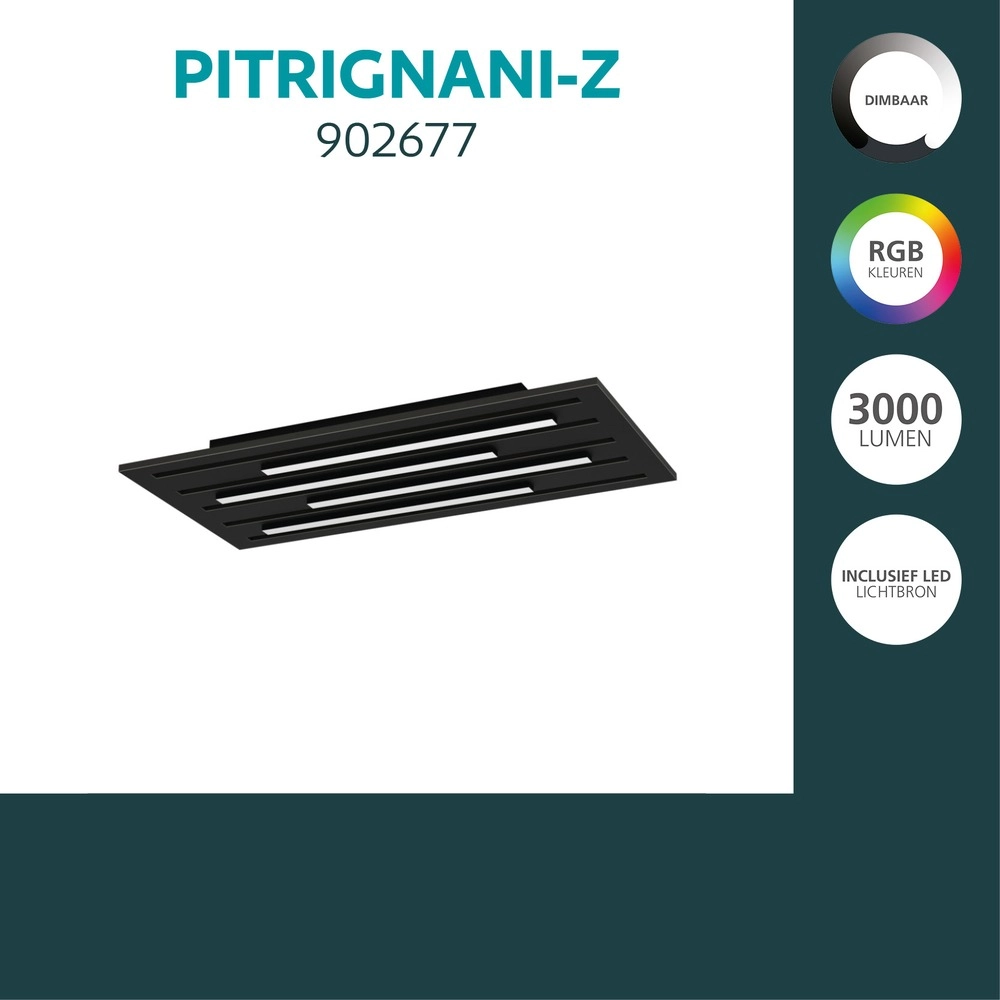 Intelligente Deckenbeleuchtung Pitrignani-Z Rechteck 60 x 30 cm schwarz Eglo 9008606390540