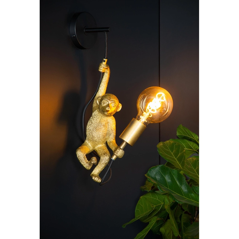 Wandlampe Extravaganza Chimp Affe Schwarz mit Gold Lucide 5411212105608